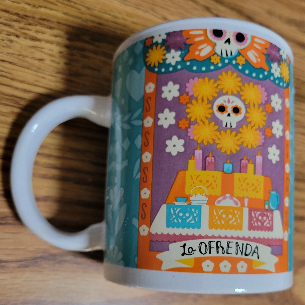 Day of The Dead Dia De Los Muertos La Ofrenda Skull ceramic coffee cup mug